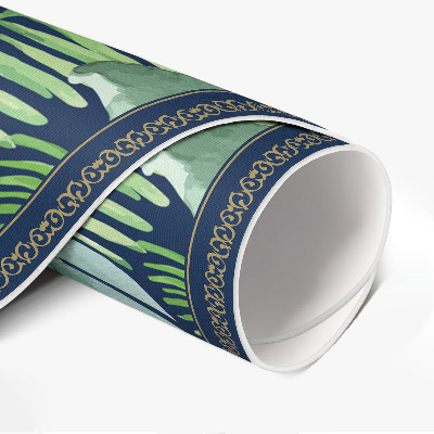 Tapis rond en vinyle Feuilles de jungle tropicale sauvage