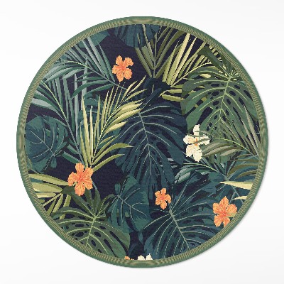 Tapis vinyle Plantes tropicales, feuilles et fleurs vintage