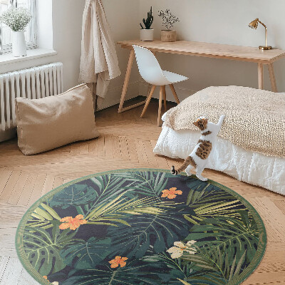 Tapis vinyle Plantes tropicales, feuilles et fleurs vintage