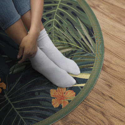 Tapis vinyle Plantes tropicales, feuilles et fleurs vintage
