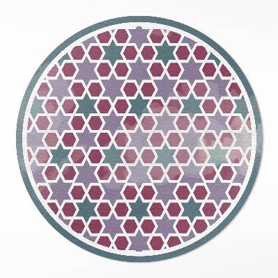 Tapis rond en vinyle Petite mosaïque d'étoiles géométriques