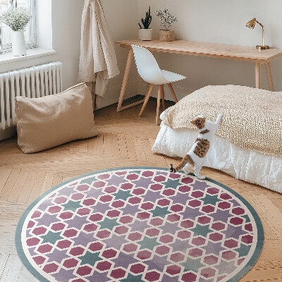 Tapis rond en vinyle Petite mosaïque d'étoiles géométriques