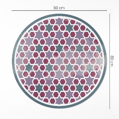 Tapis rond en vinyle Petite mosaïque d'étoiles géométriques