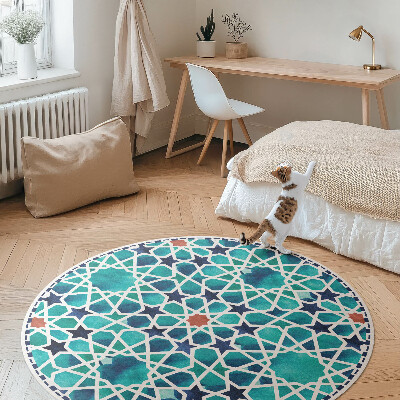 Tapis rond en vinyle Belle mosaïque avec des étoiles