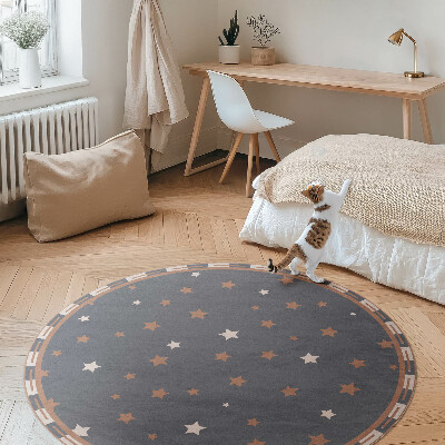 Tapis rond en vinyle Étoiles pastel sur fond sombre