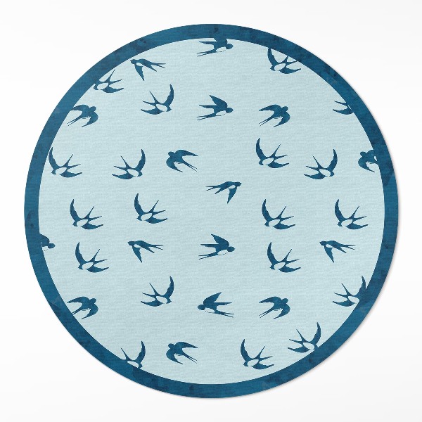 Tapis rond en vinyle Petites feuilles sur fond bleu