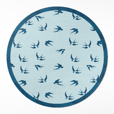 Tapis rond en vinyle Petites feuilles sur fond bleu
