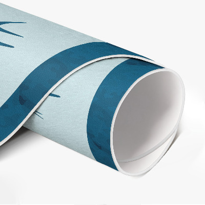 Tapis rond en vinyle Petites feuilles sur fond bleu