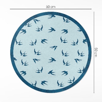Tapis rond en vinyle Petites feuilles sur fond bleu