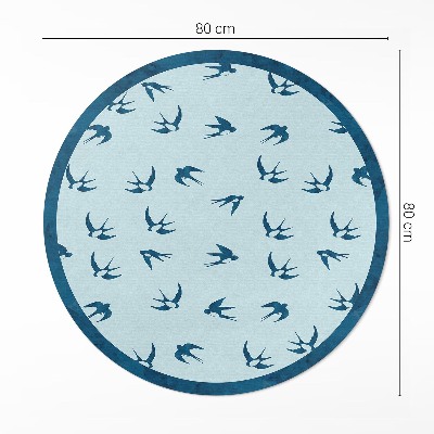 Tapis rond en vinyle Petites feuilles sur fond bleu