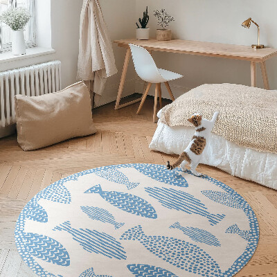 Tapis vinyle Poisson à motifs sur fond clair