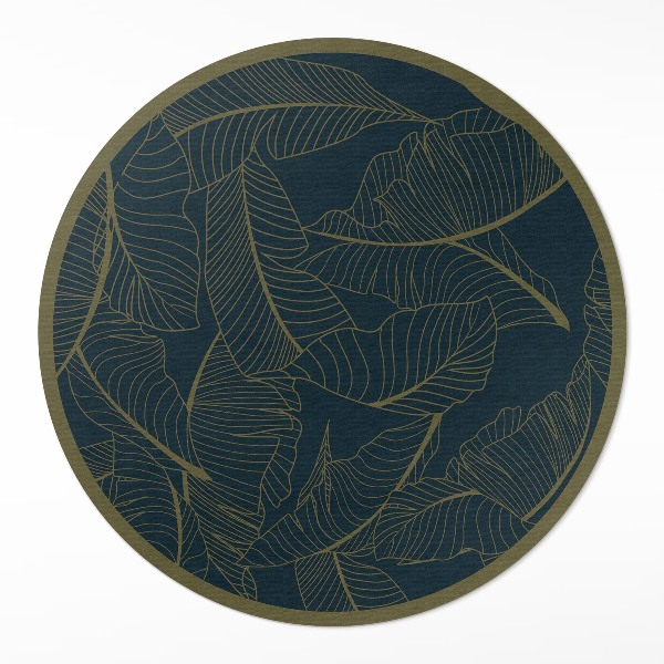Tapis rond en vinyle Motif de feuilles linéaires à la mode