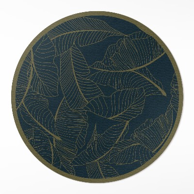 Tapis rond en vinyle Motif de feuilles linéaires à la mode