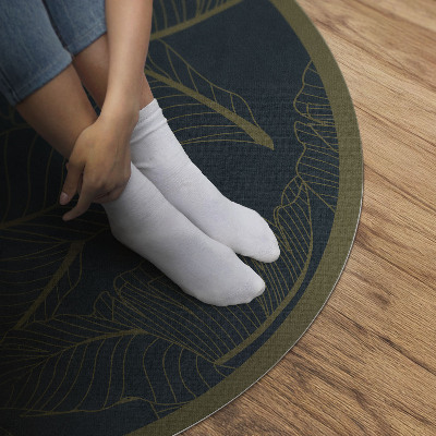 Tapis rond en vinyle Motif de feuilles linéaires à la mode