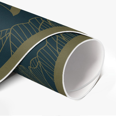 Tapis rond en vinyle Motif de feuilles linéaires à la mode