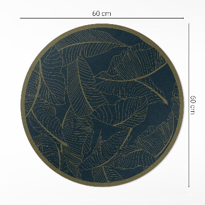 Tapis rond en vinyle Motif de feuilles linéaires à la mode