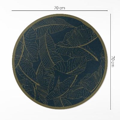 Tapis rond en vinyle Motif de feuilles linéaires à la mode