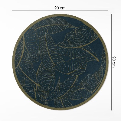 Tapis rond en vinyle Motif de feuilles linéaires à la mode