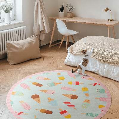 Tapis rond en vinyle Cornets de glace sucrés