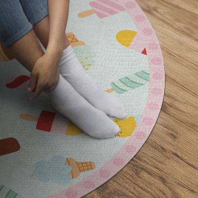 Tapis rond en vinyle Cornets de glace sucrés