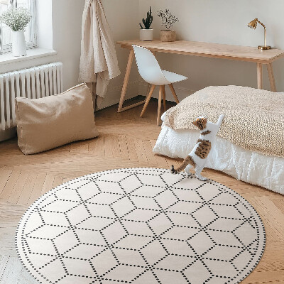 Tapis rond en vinyle Cubes 3D à points modernes