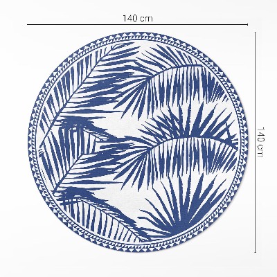 Tapis rond en vinyle Illustration monochrome de feuilles tropicales