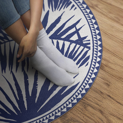 Tapis rond en vinyle Illustration monochrome de feuilles tropicales