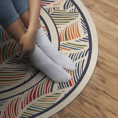 Tapis rond en vinyle Feuilles bohèmes abstraites colorées