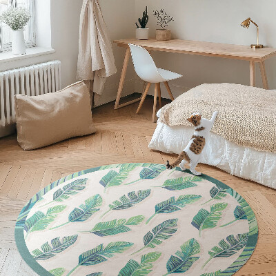 Tapis rond en vinyle Plumes bohèmes dans un style délicat