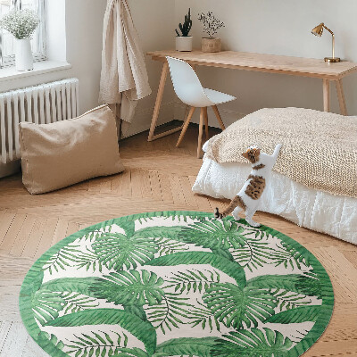 Tapis rond en vinyle Feuilles de plantes tropicales