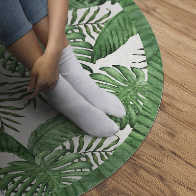 Tapis rond en vinyle Feuilles de plantes tropicales