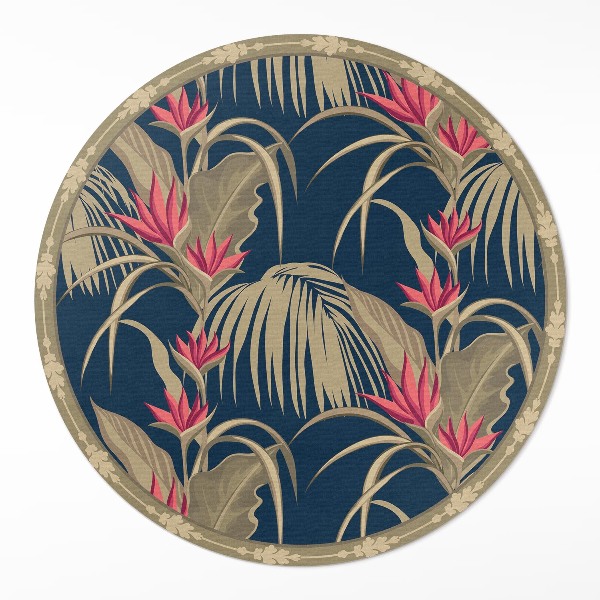 Tapis rond en vinyle Fleurs et feuilles sauvages