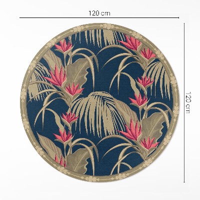 Tapis rond en vinyle Fleurs et feuilles sauvages