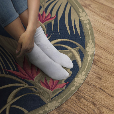 Tapis rond en vinyle Fleurs et feuilles sauvages