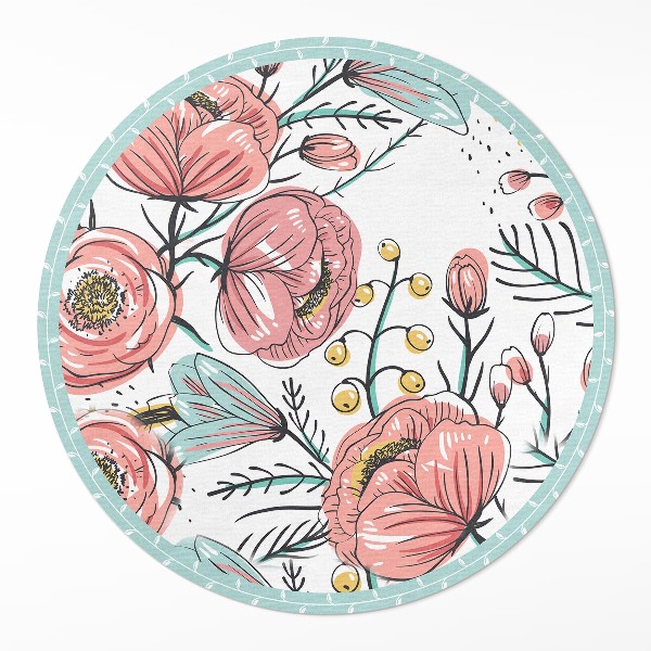 Tapis vinyle Fleurs pastel, belle illustration subtile