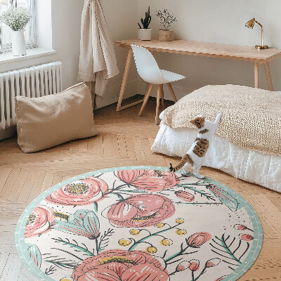 Tapis vinyle Fleurs pastel, belle illustration subtile