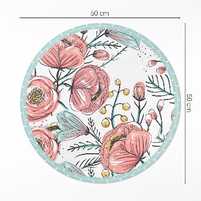 Tapis vinyle Fleurs pastel, belle illustration subtile