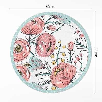 Tapis vinyle Fleurs pastel, belle illustration subtile