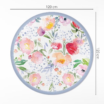 Tapis rond en vinyle Aquarelle fleurs plantes délicates