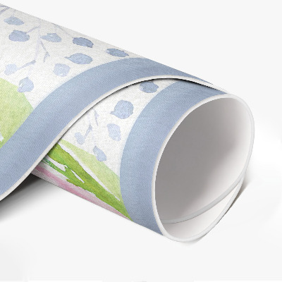 Tapis rond en vinyle Aquarelle fleurs plantes délicates