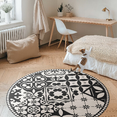 Tapis rond en vinyle Carreaux décoratifs monochromes