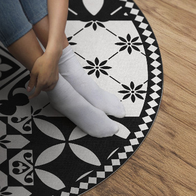 Tapis rond en vinyle Carreaux décoratifs monochromes