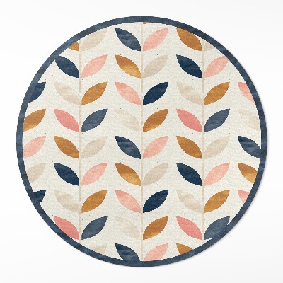 Tapis rond en vinyle Petites feuilles aquarelle style bohème