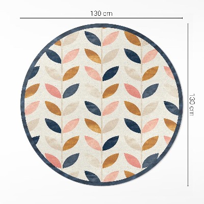Tapis rond en vinyle Petites feuilles aquarelle style bohème