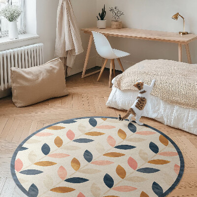 Tapis rond en vinyle Petites feuilles aquarelle style bohème