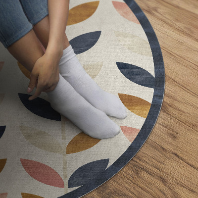 Tapis rond en vinyle Petites feuilles aquarelle style bohème