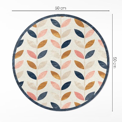 Tapis rond en vinyle Petites feuilles aquarelle style bohème