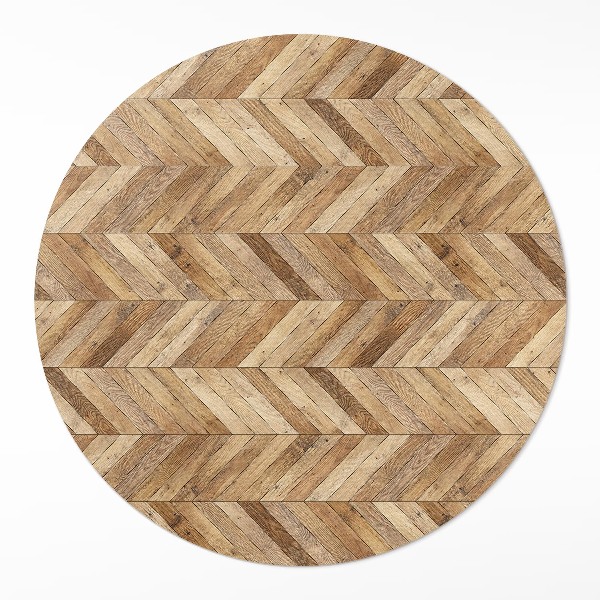 Tapis rond en vinyle Parquet à chevrons en bois tendance