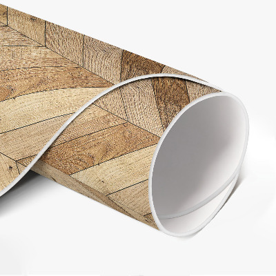 Tapis rond en vinyle Parquet à chevrons en bois tendance