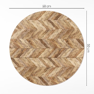 Tapis rond en vinyle Parquet à chevrons en bois tendance